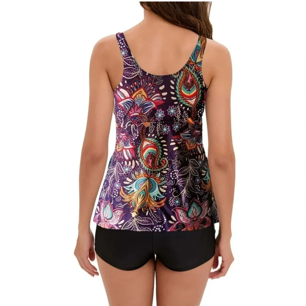 Womens Tankini Swimsuits Two piece Tummy Control Bathing Suit Modest NWOT XL